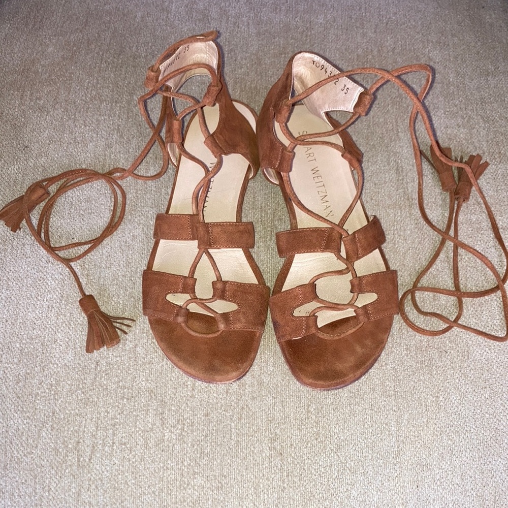 STUART WEITZMAN Roman flat Suede Gladiator Sandal Womens Size EU 35